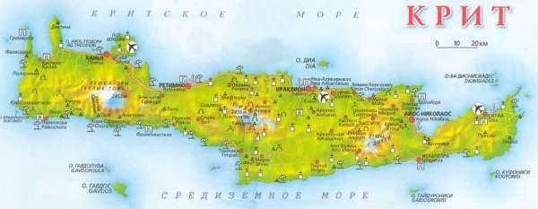 остров Крит на карте