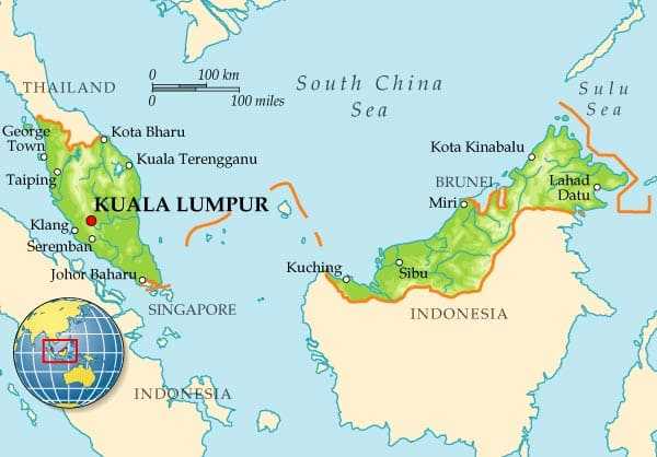 малайзия на карте мира
