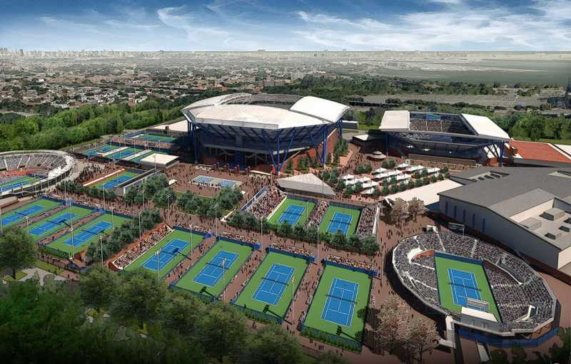 Национальный теннисный центр в Нью-Йорке, где проходит турнир US open . Главный корт турнира — Стадион имени Артура Эша