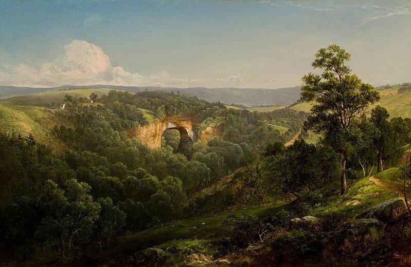 Природный мост, Вирджиния, масло на холсте, Дэвид Джонсон, 1860.